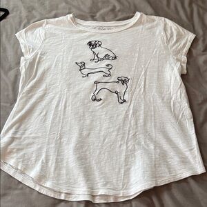 LOFT White Tee with Dog Line Art